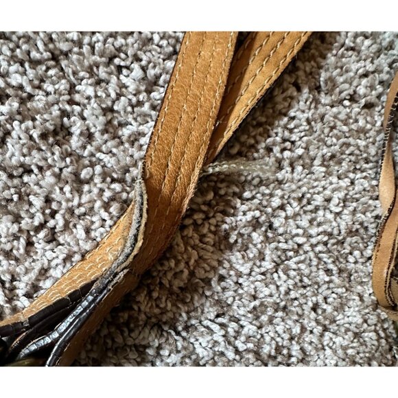 Vintage Fossil Large Brown Leather Shoulder Bag Multiple Pockets & Key Charm Y2k - Picture 6 of 12